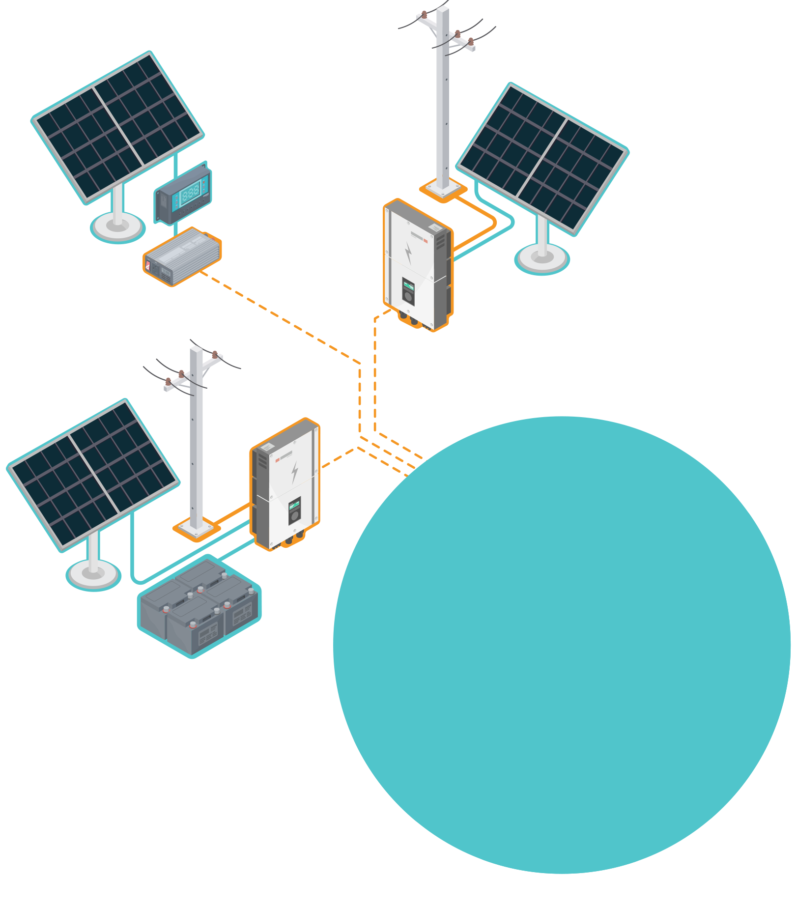 Illustration background showing decentralized energy systems