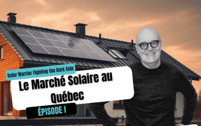 Patrick goulet president of energy solar quebec smiling at the camera with a solar powered house on the background